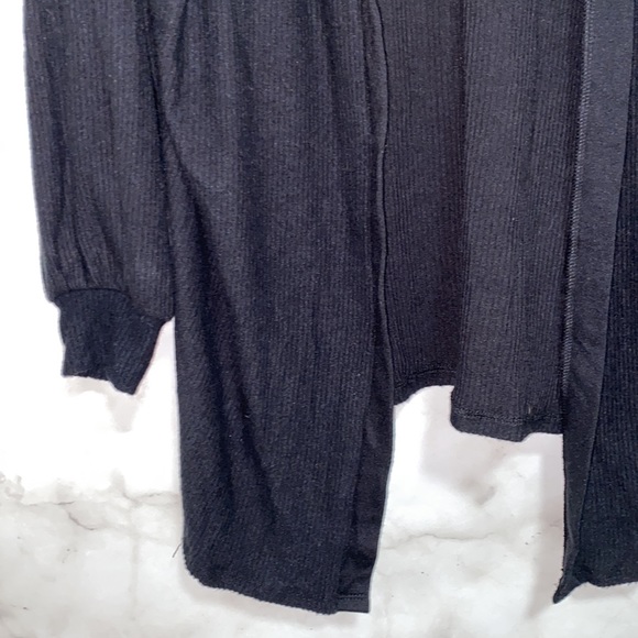 Treasure & Bond Black Ribbed Hooded Open Front Cardigan - Picture 5 of 10